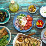 Assorted traditional Greek dishes from above